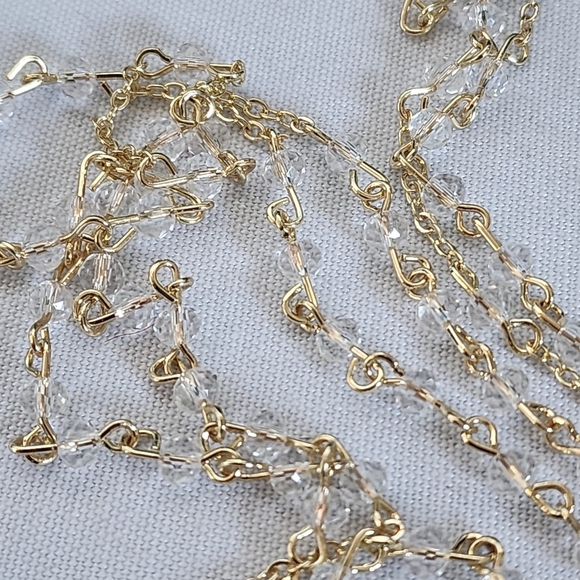 Gold with Clear Crystal Rosary Necklace St Jude Pendant - Picture 6 of 7